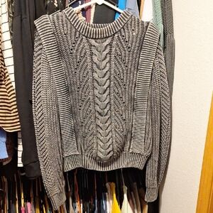 Evereve Kierra Charcoal Cable Knit Sweater, Size M